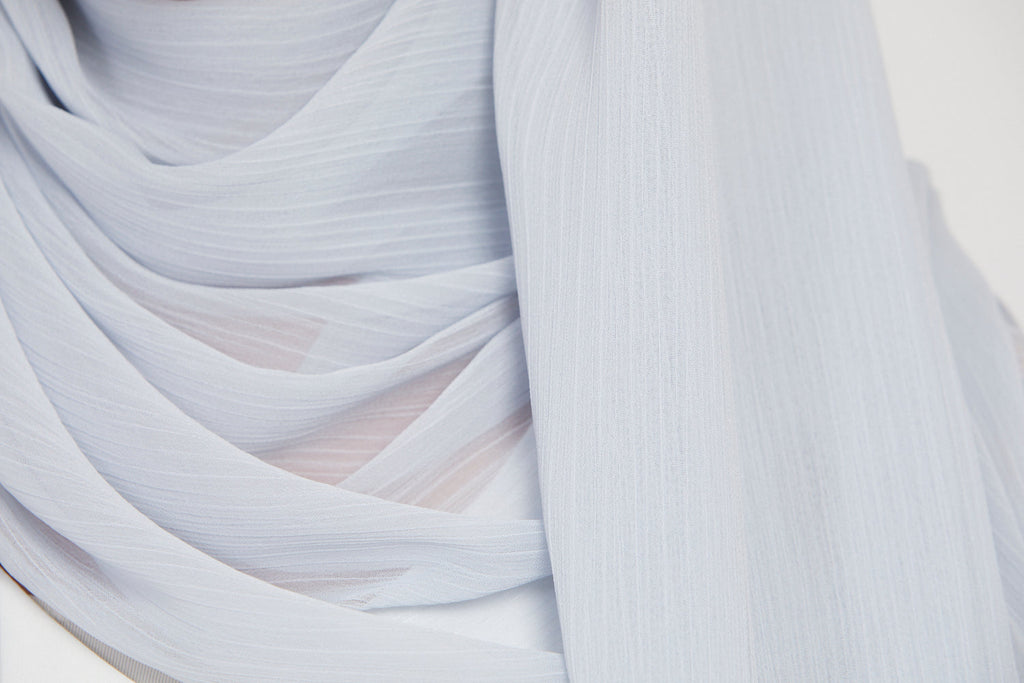 Hijab Mousseline Froissée Luxe - Bleu Glacier
