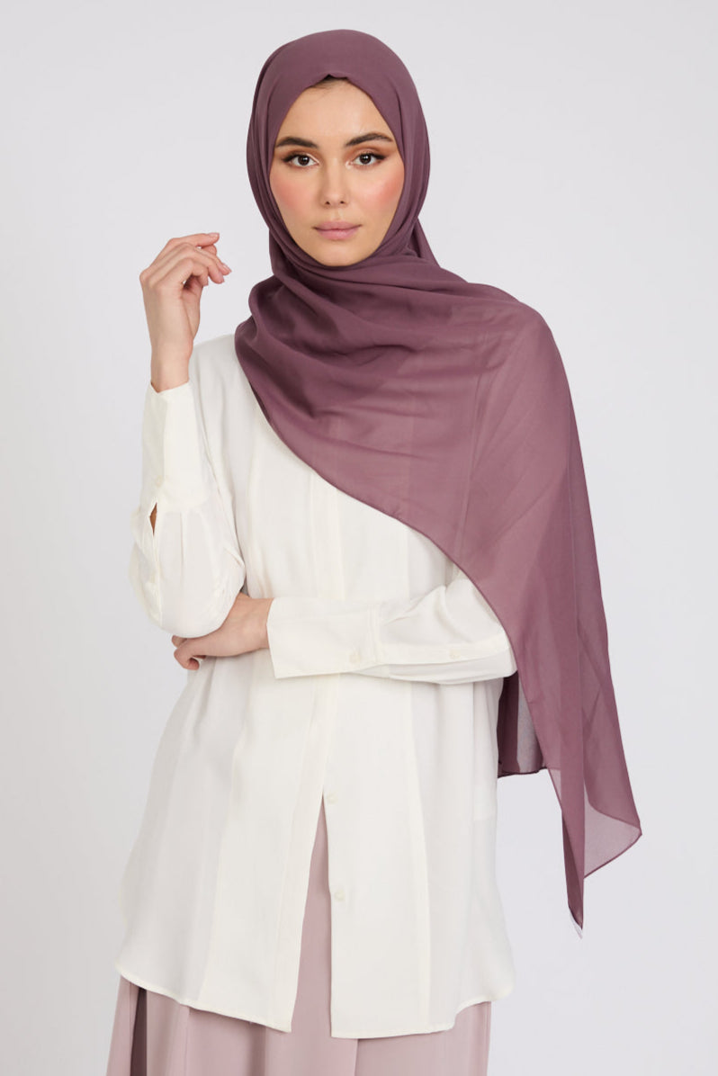 Hijab Georgette Luxe Doux - Brume de Mûre