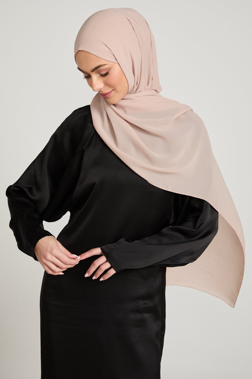 Hijab Georgette Luxe Doux - Beige Coucher de Soleil