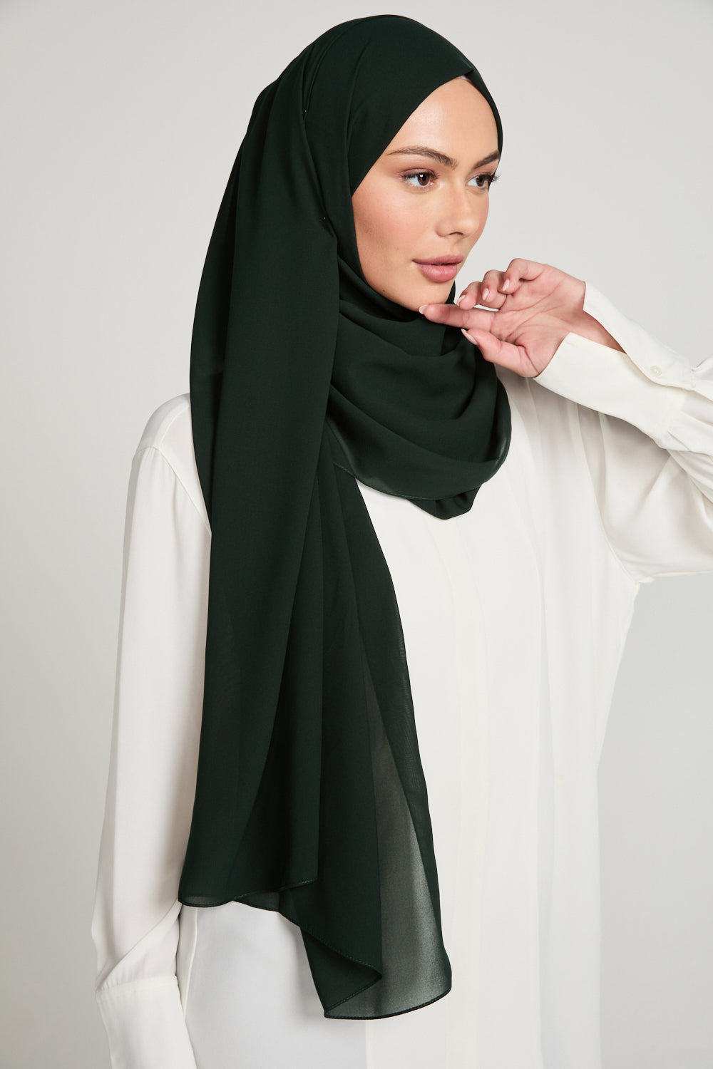 Hijab Georgette Luxe Doux - Forêt Minuit