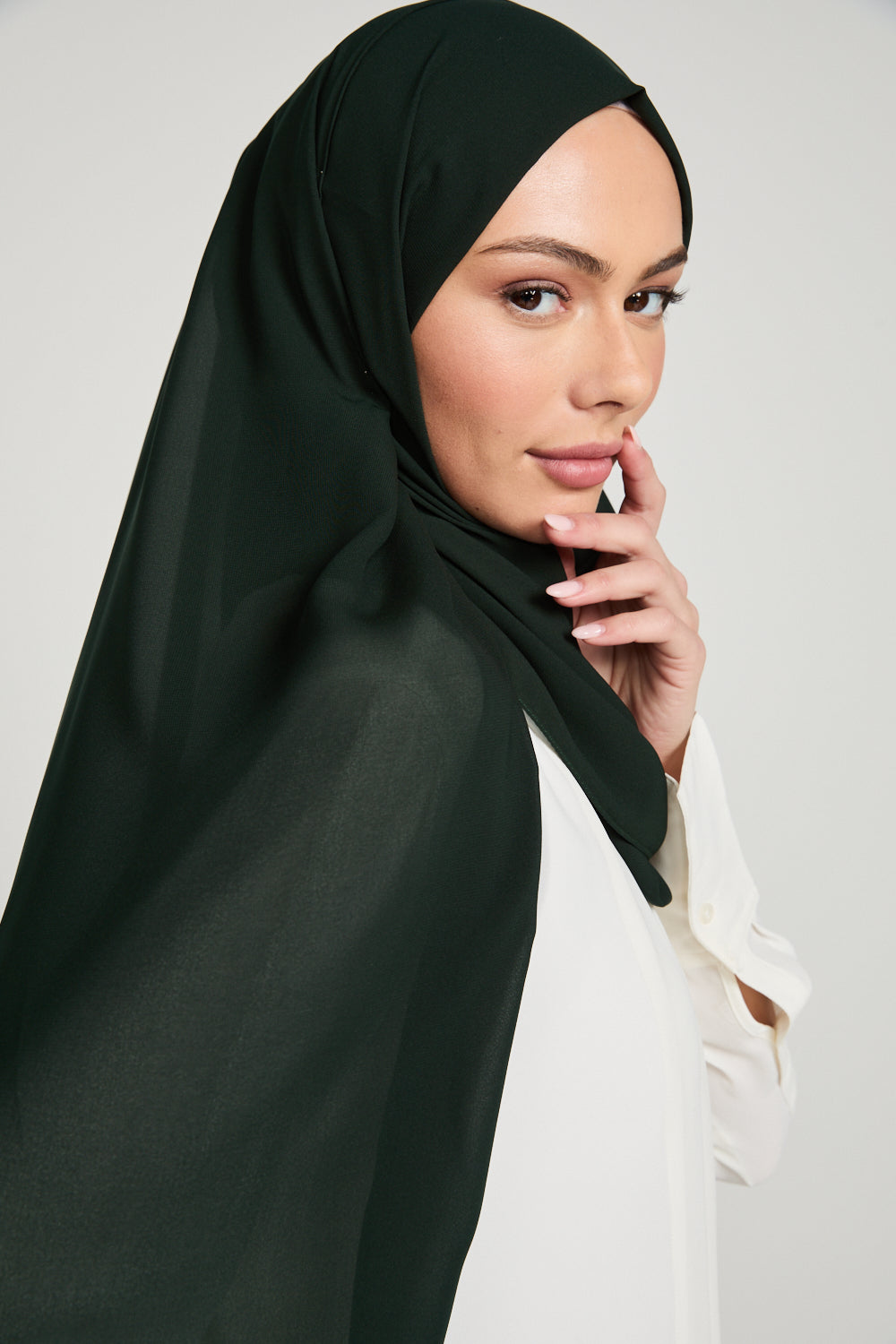 Hijab Georgette Luxe Doux - Forêt Minuit