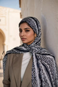Foulard Hijab Imprimé Noir Hatta Qawah | Keffieh Stylé pour Tenue Islamique Modeste