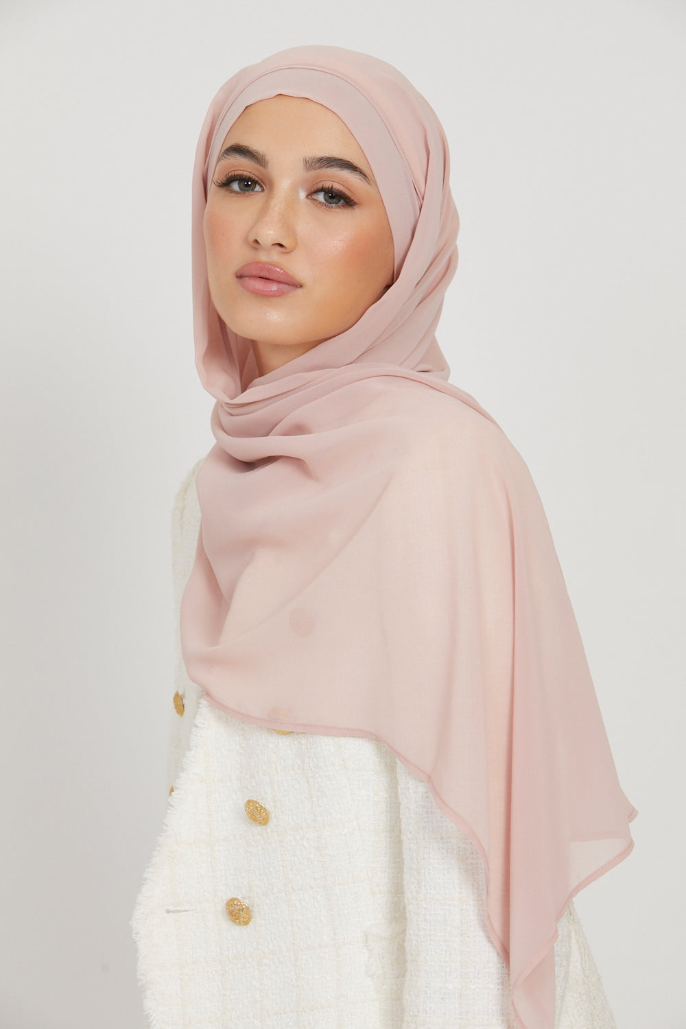 Hijab Mousseline Instantané Premium - Rose Clair