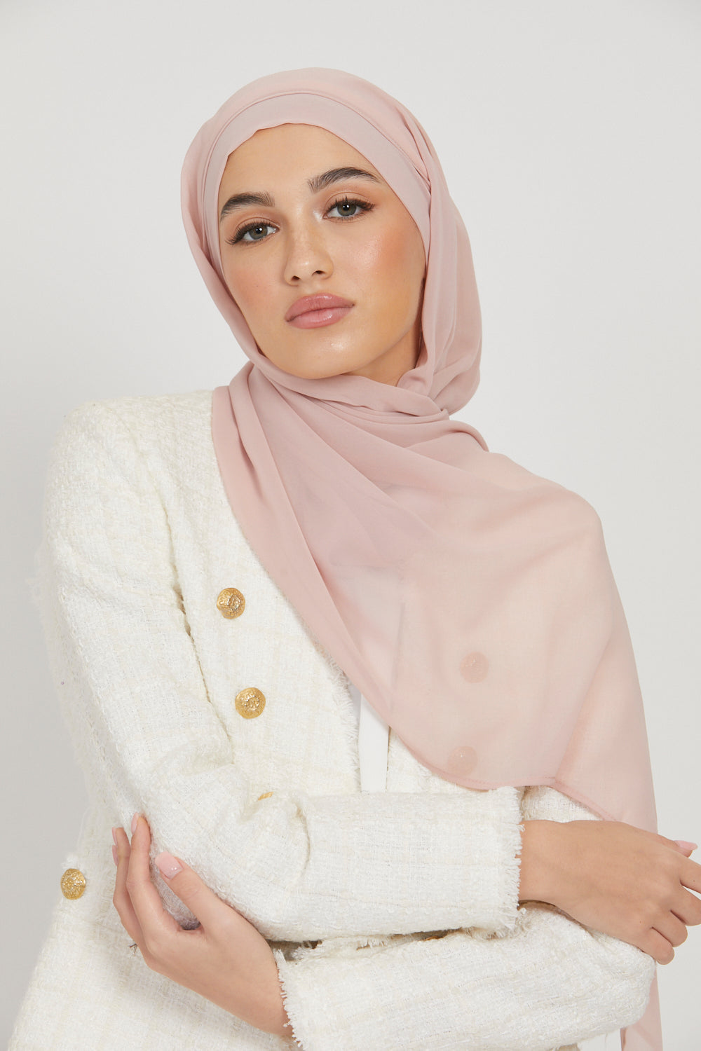 Hijab Mousseline Instantané Premium - Rose Clair