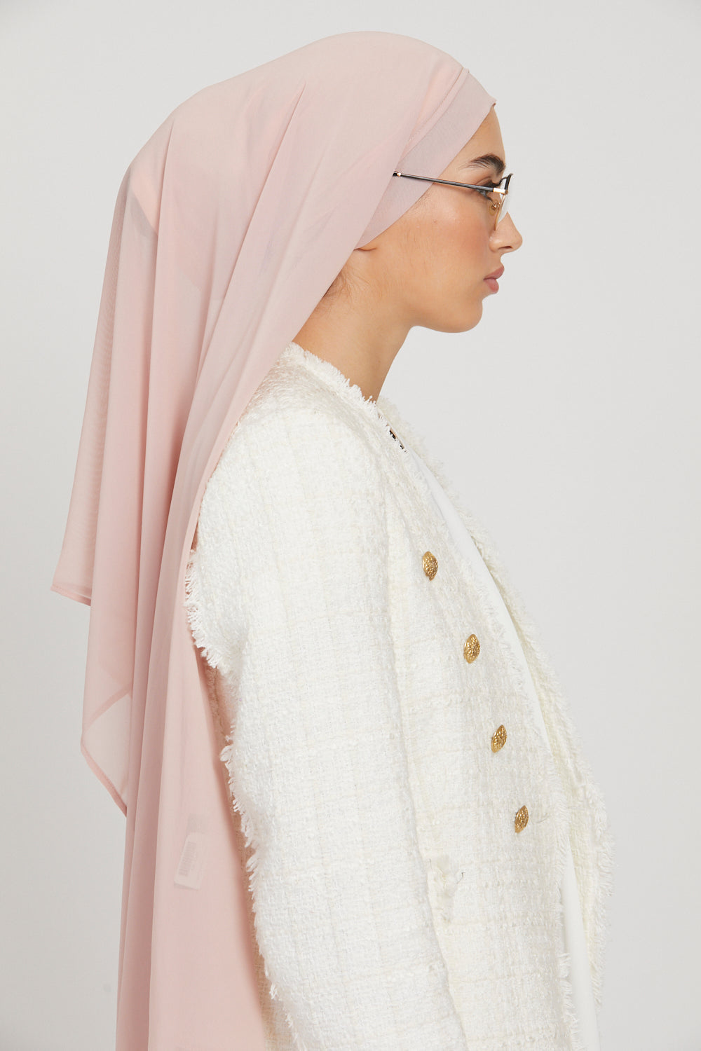 Hijab Mousseline Instantané Premium - Rose Clair