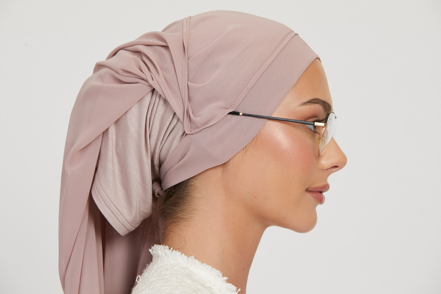 Hijab Mousseline Instantané Premium - Vison Poudré