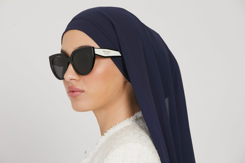 Hijab Mousseline Instantané Premium - Marine