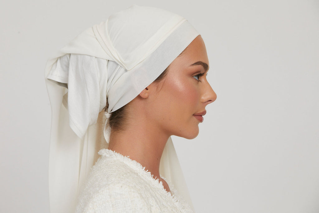 Hijab Mousseline Instantané Premium - Blanc Cassé