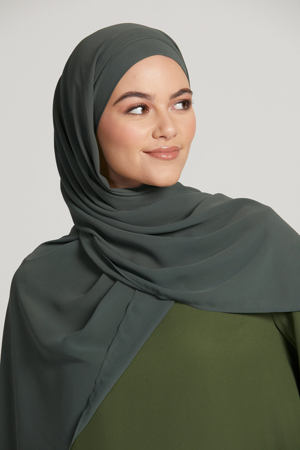 Hijab Mousseline Instantané Premium - Vert Foncé