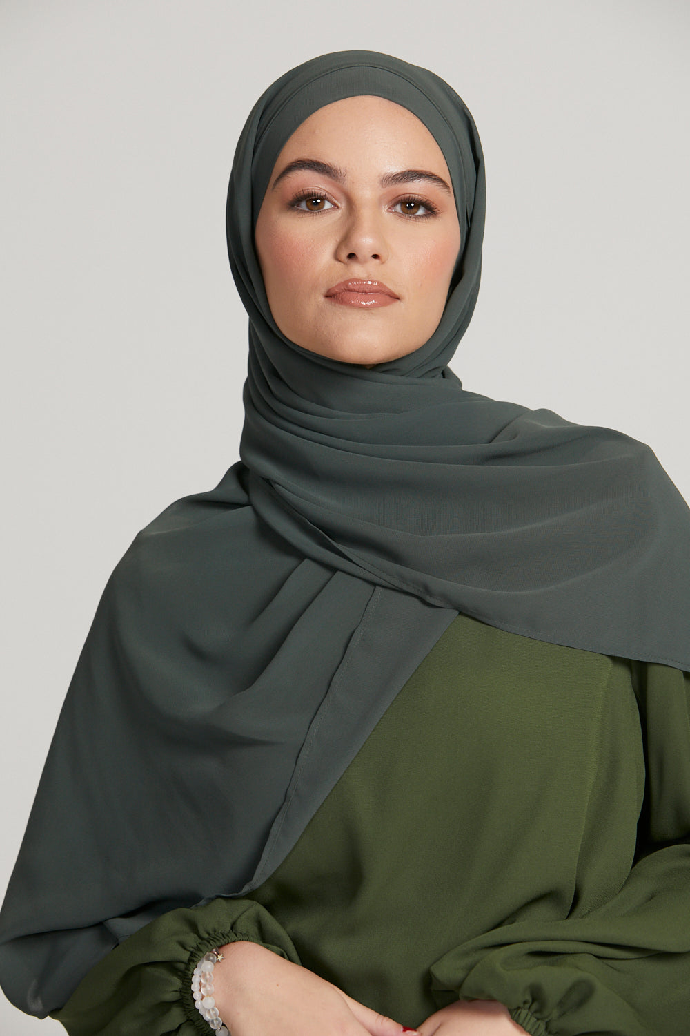 Hijab Mousseline Instantané Premium - Vert Foncé