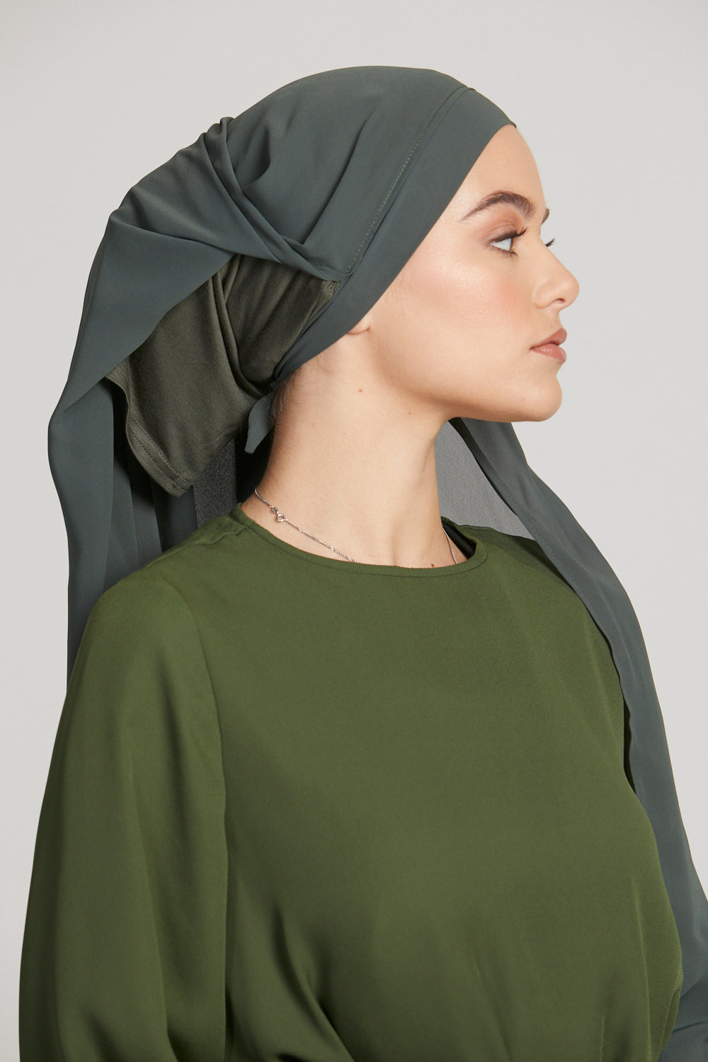 Hijab Mousseline Instantané Premium - Vert Foncé