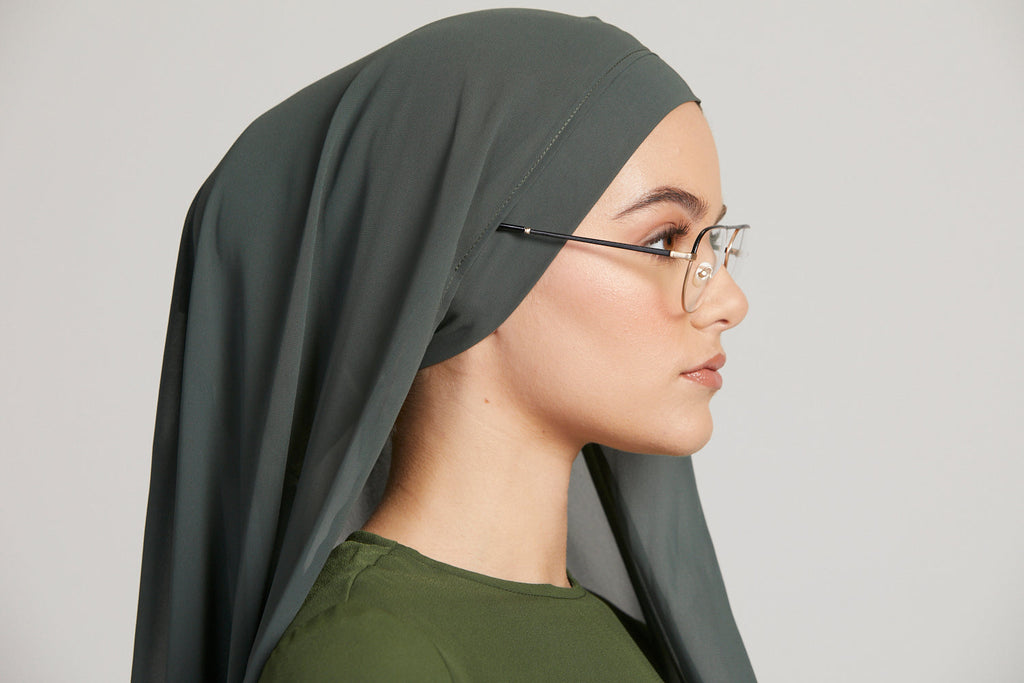 Hijab Mousseline Instantané Premium - Vert Foncé