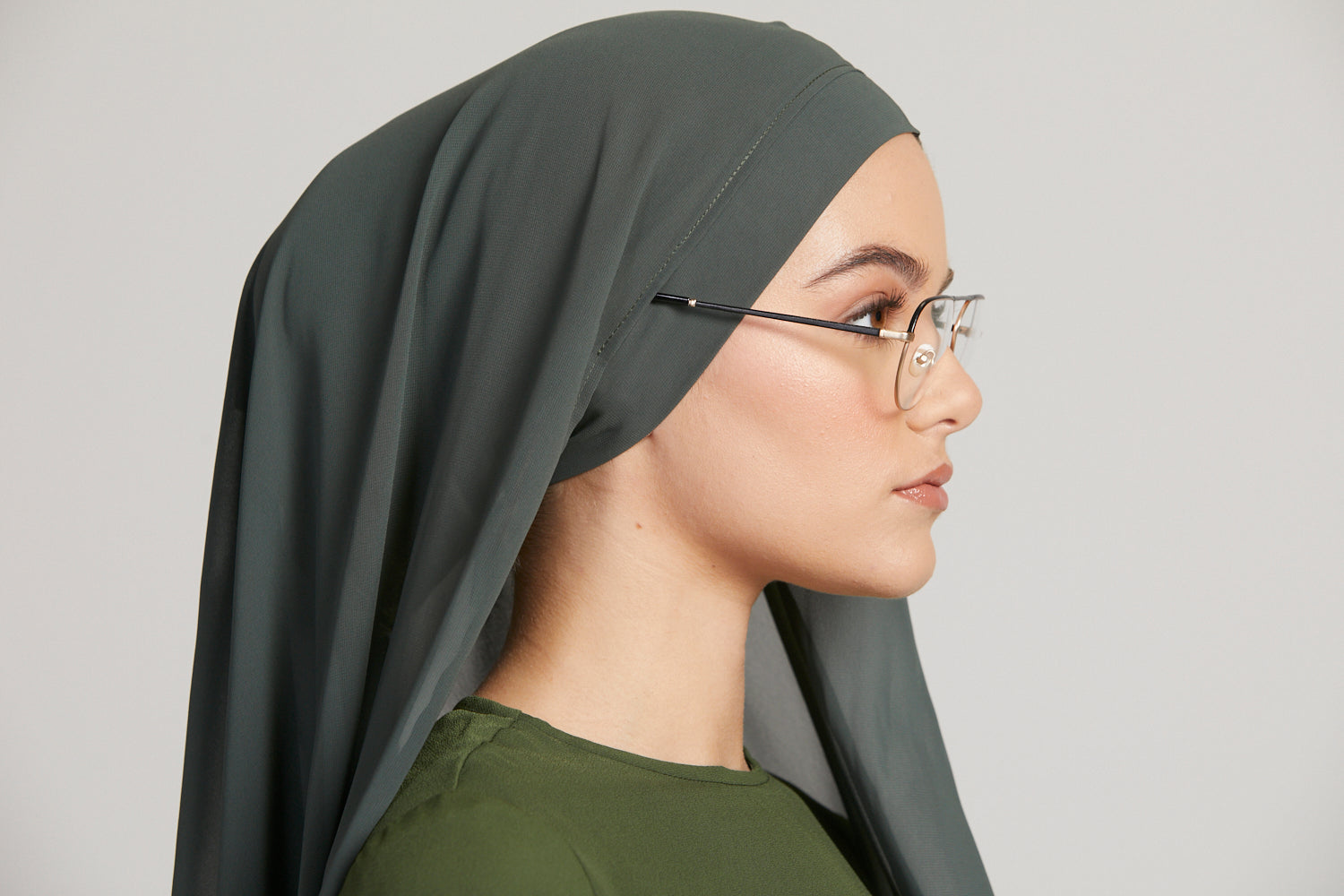 Hijab Mousseline Instantané Premium - Vert Foncé