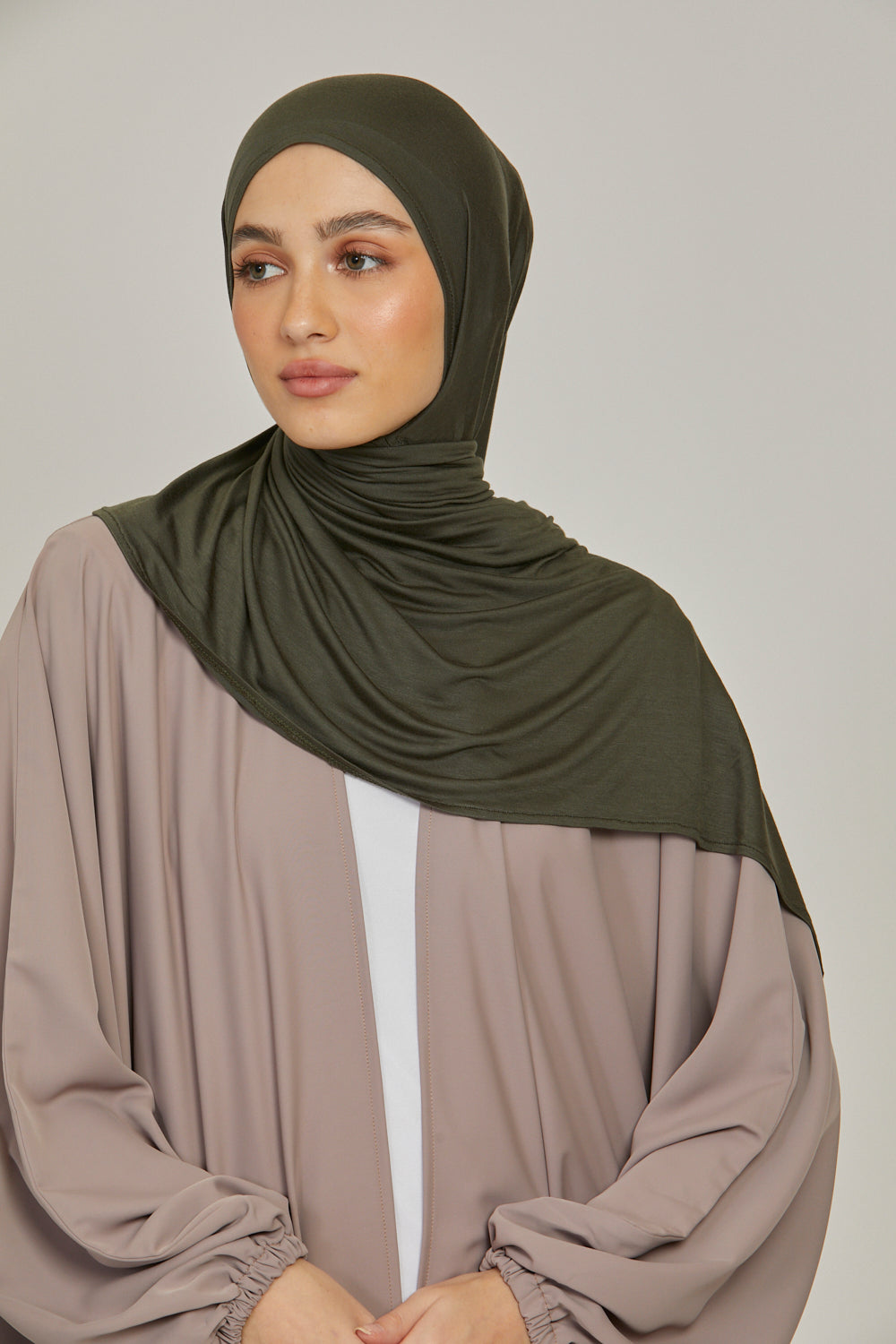 Hijab Jersey Instantané Premium - Kaki