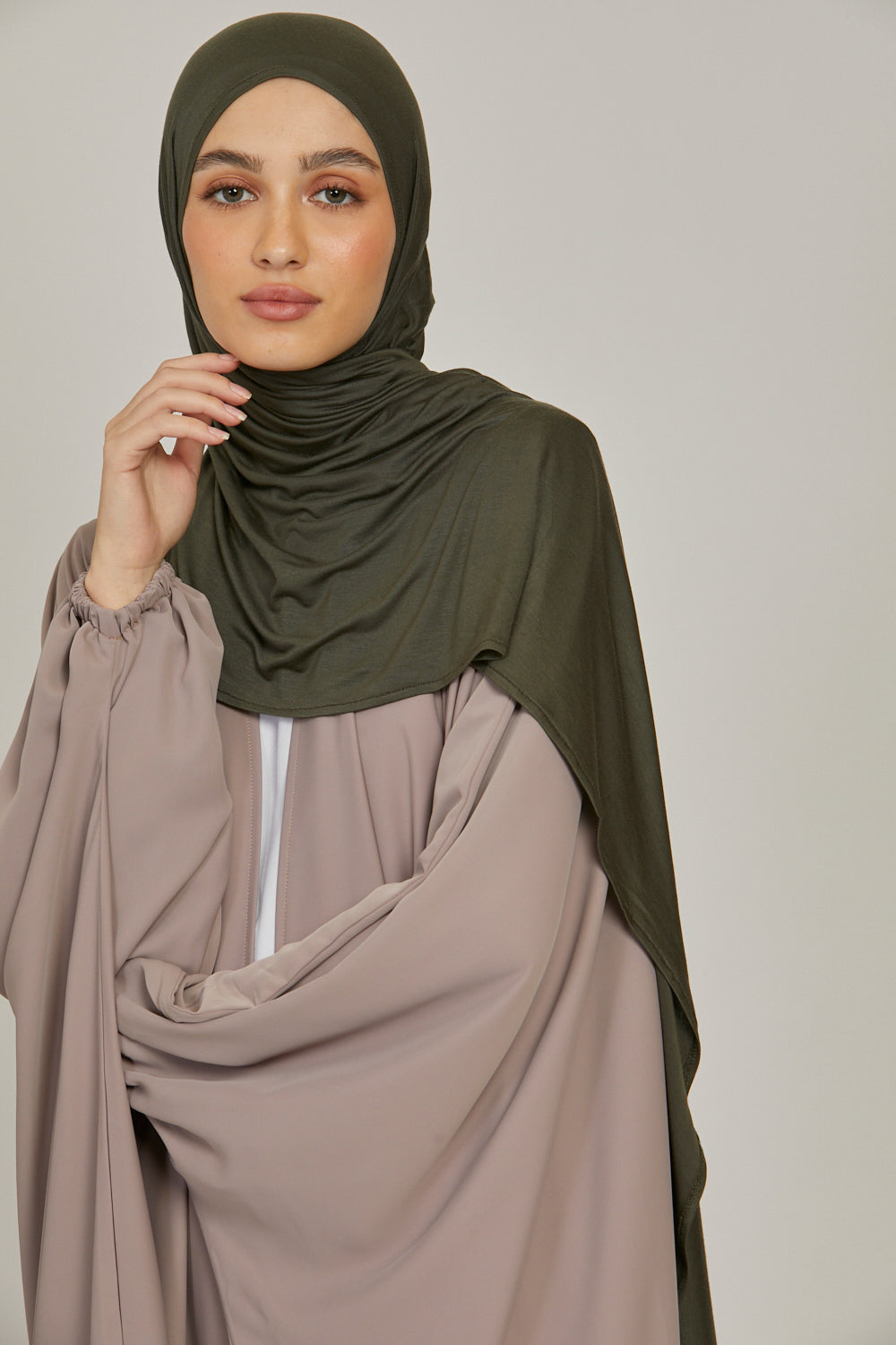 Hijab Jersey Instantané Premium - Kaki