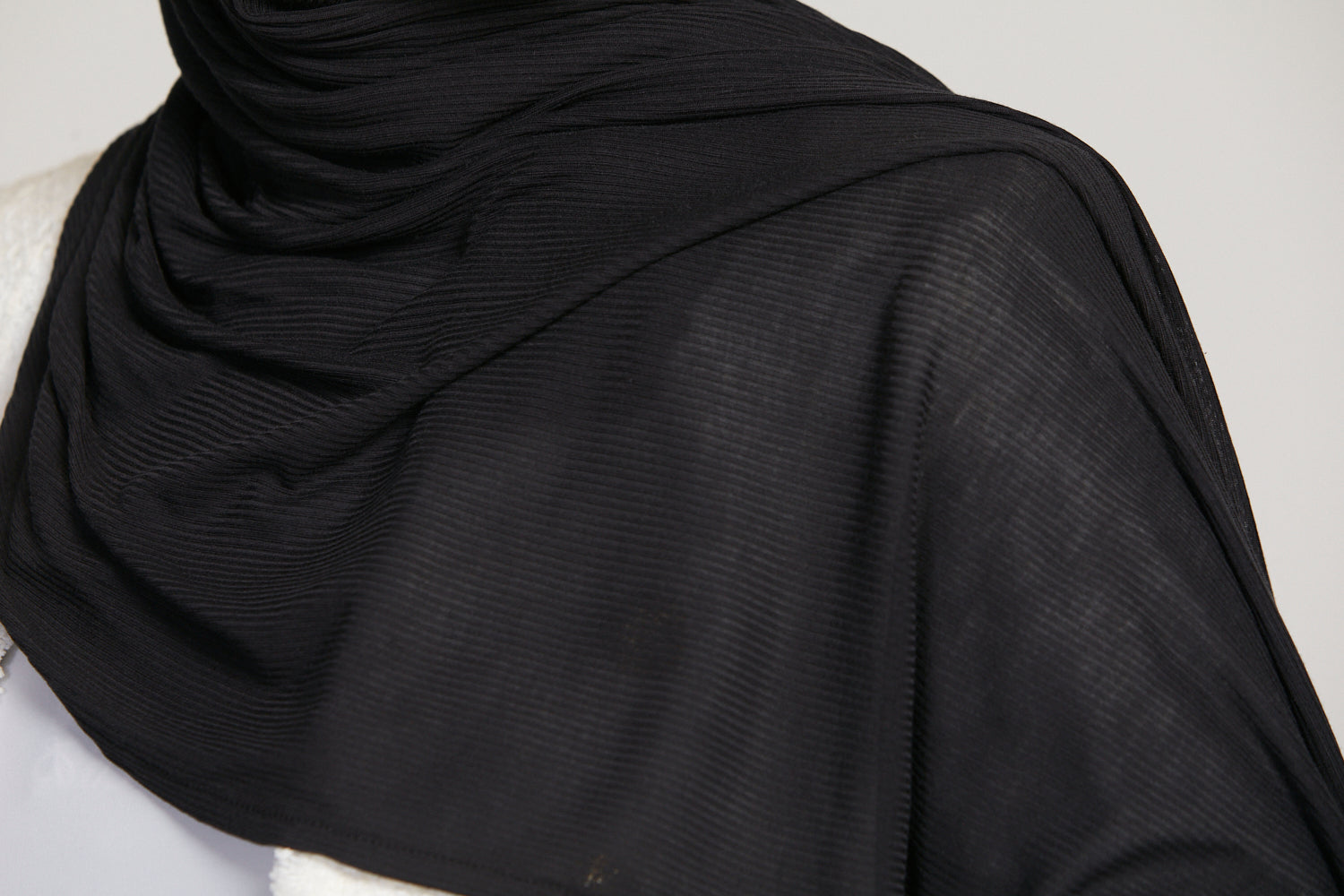 Hijab Jersey Nervuré Bambou Instantané Premium - Noir