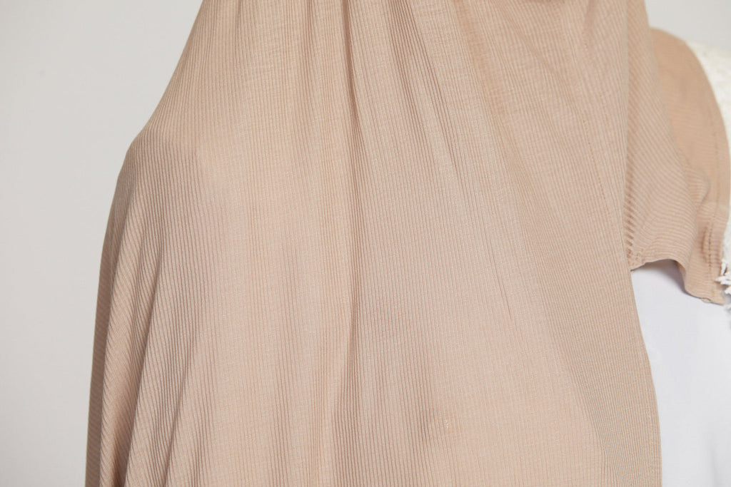 Hijab Jersey Nervuré Bambou Instantané Premium - Nude