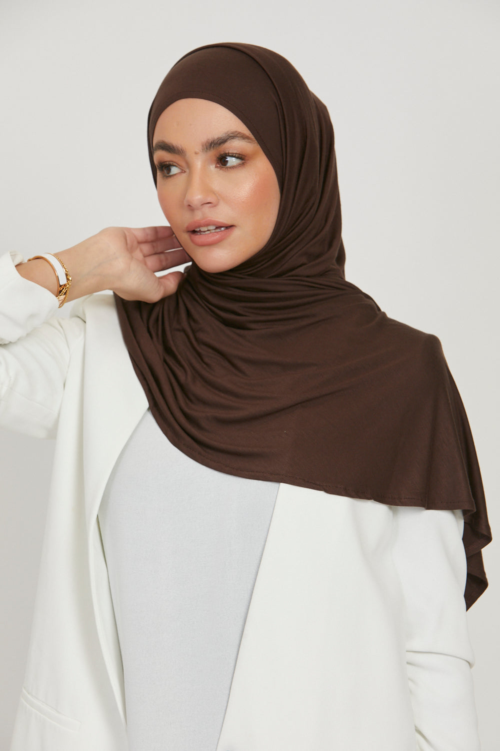Hijab Jersey Instantané Premium - Marron Foncé