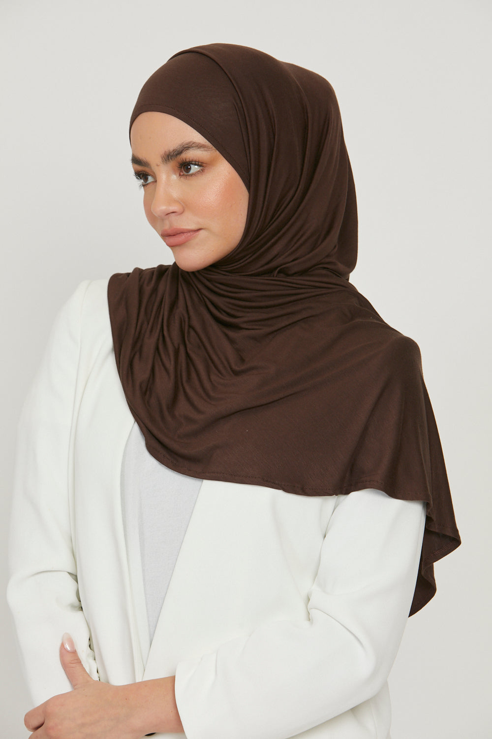 Hijab Jersey Instantané Premium - Marron Foncé