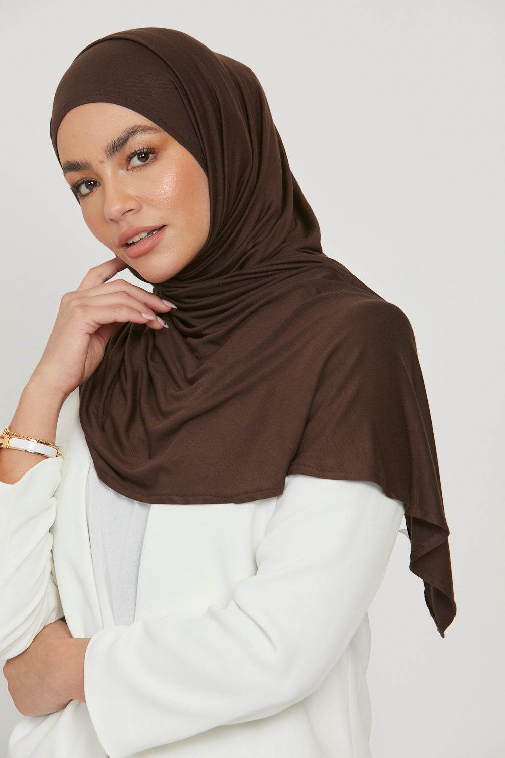 Hijab Jersey Instantané Premium - Marron Foncé