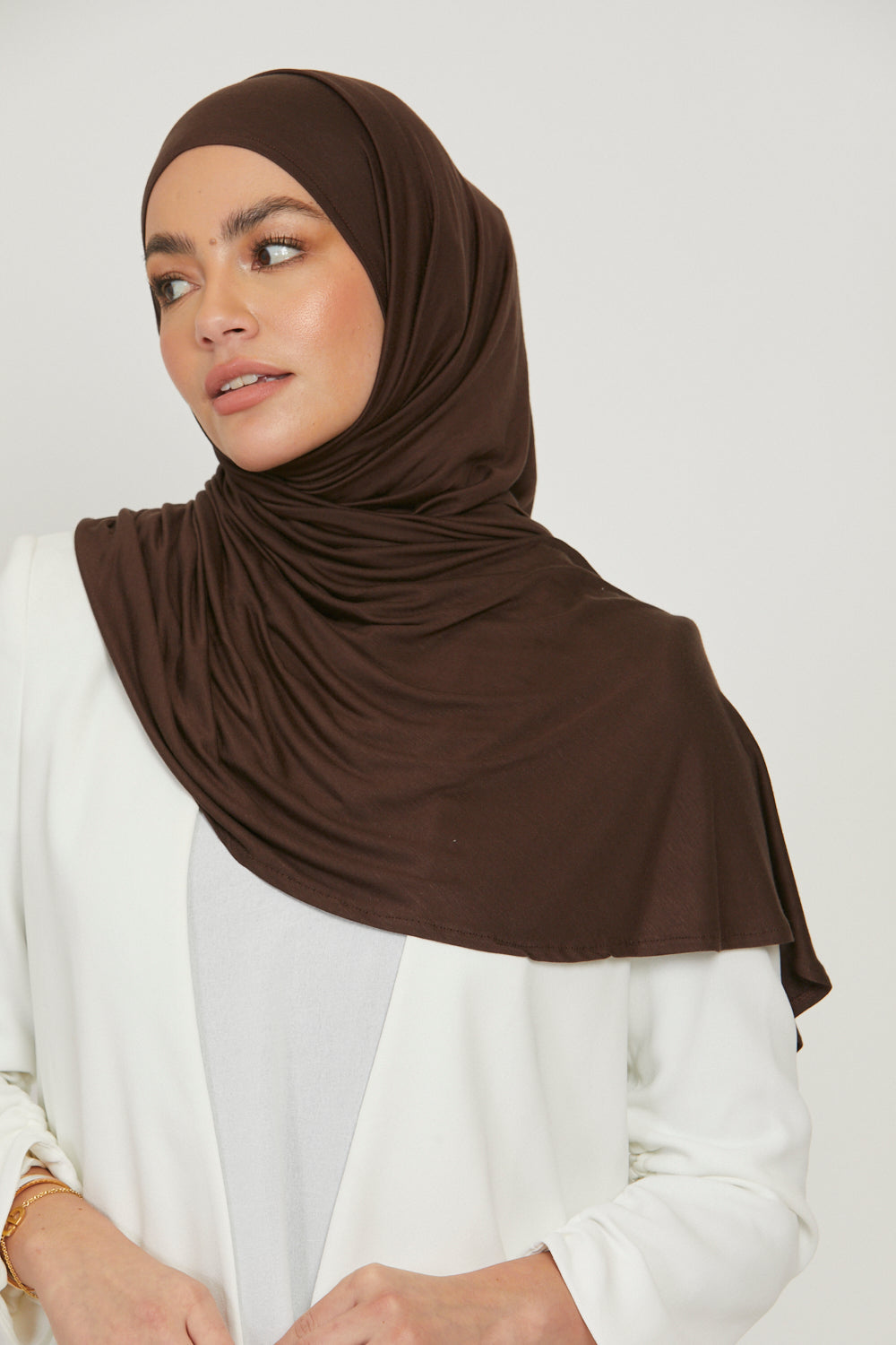 Hijab Jersey Instantané Premium - Marron Foncé