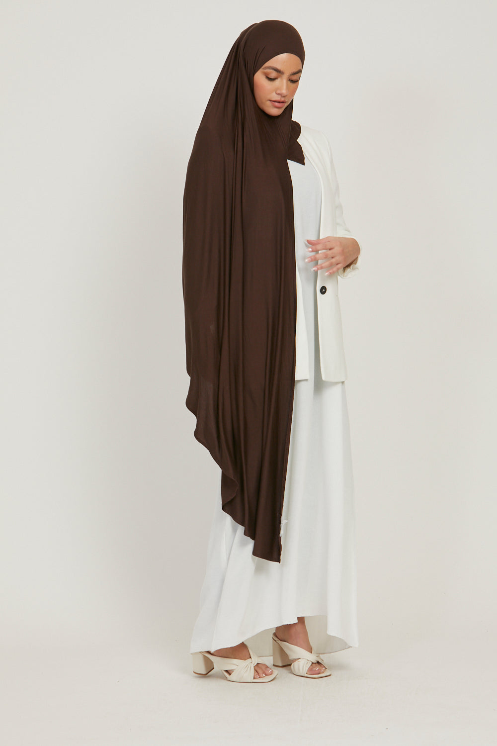 Hijab Jersey Instantané Premium - Marron Foncé