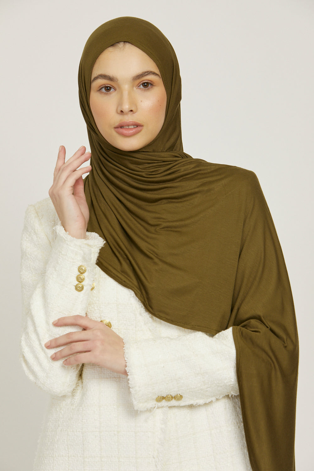 Hijab Jersey Instantané Premium - Olive