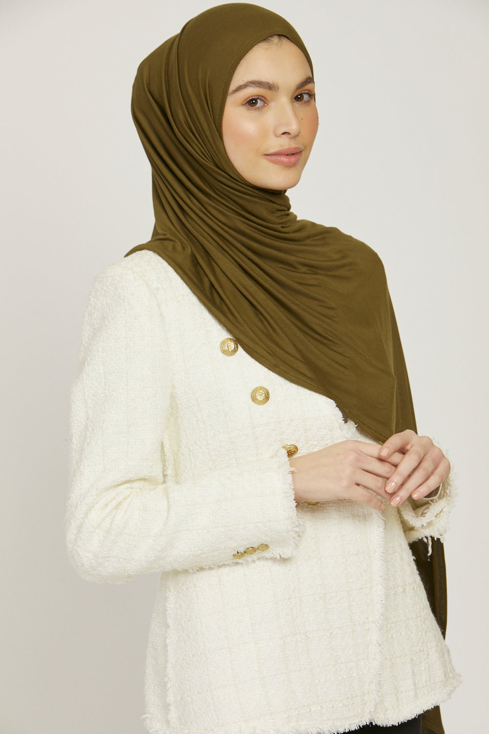 Hijab Jersey Instantané Premium - Olive