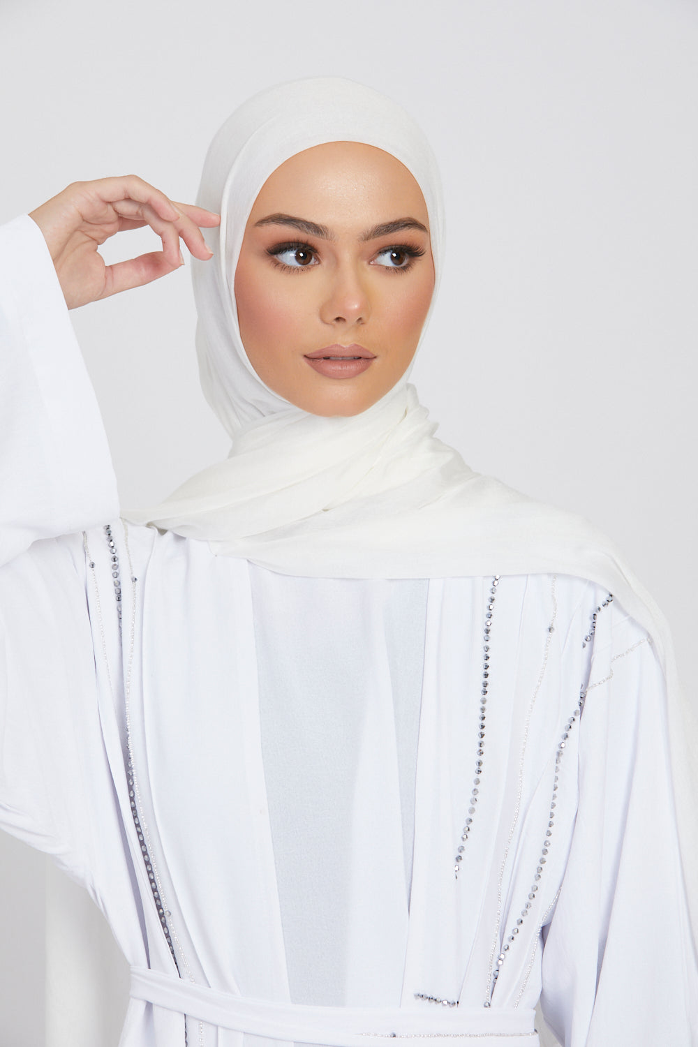 Hijab Modal Mat Premium - Blanc Lumineux