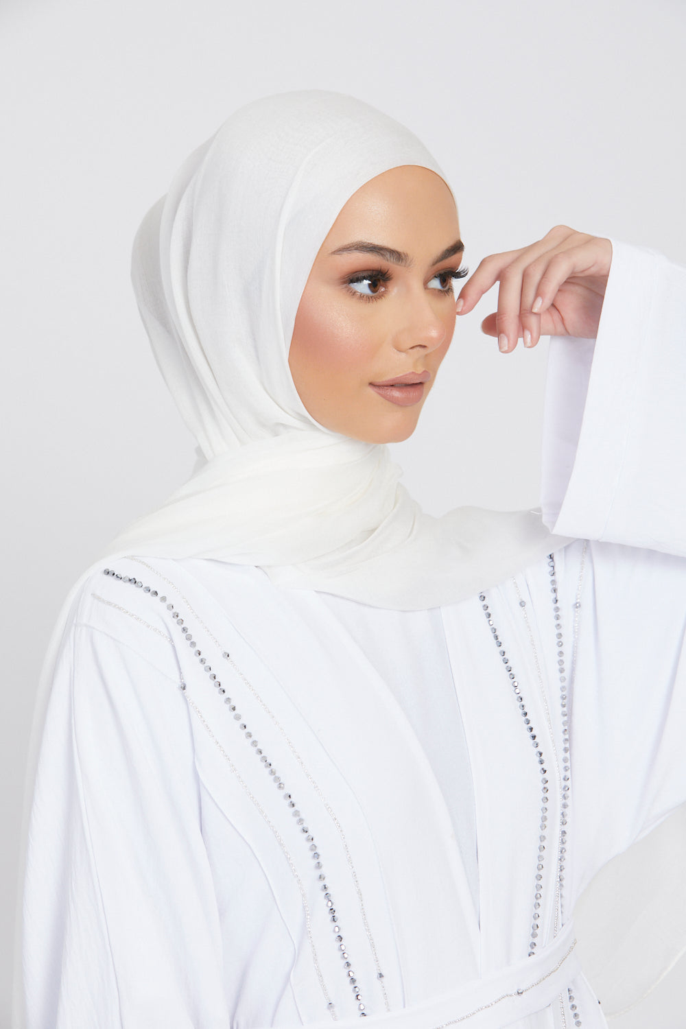 Hijab Modal Mat Premium - Blanc Lumineux