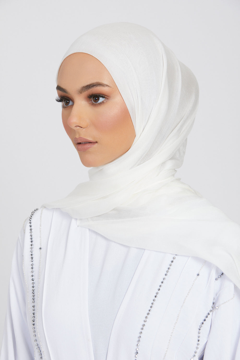 Hijab Modal Mat Premium - Blanc Lumineux