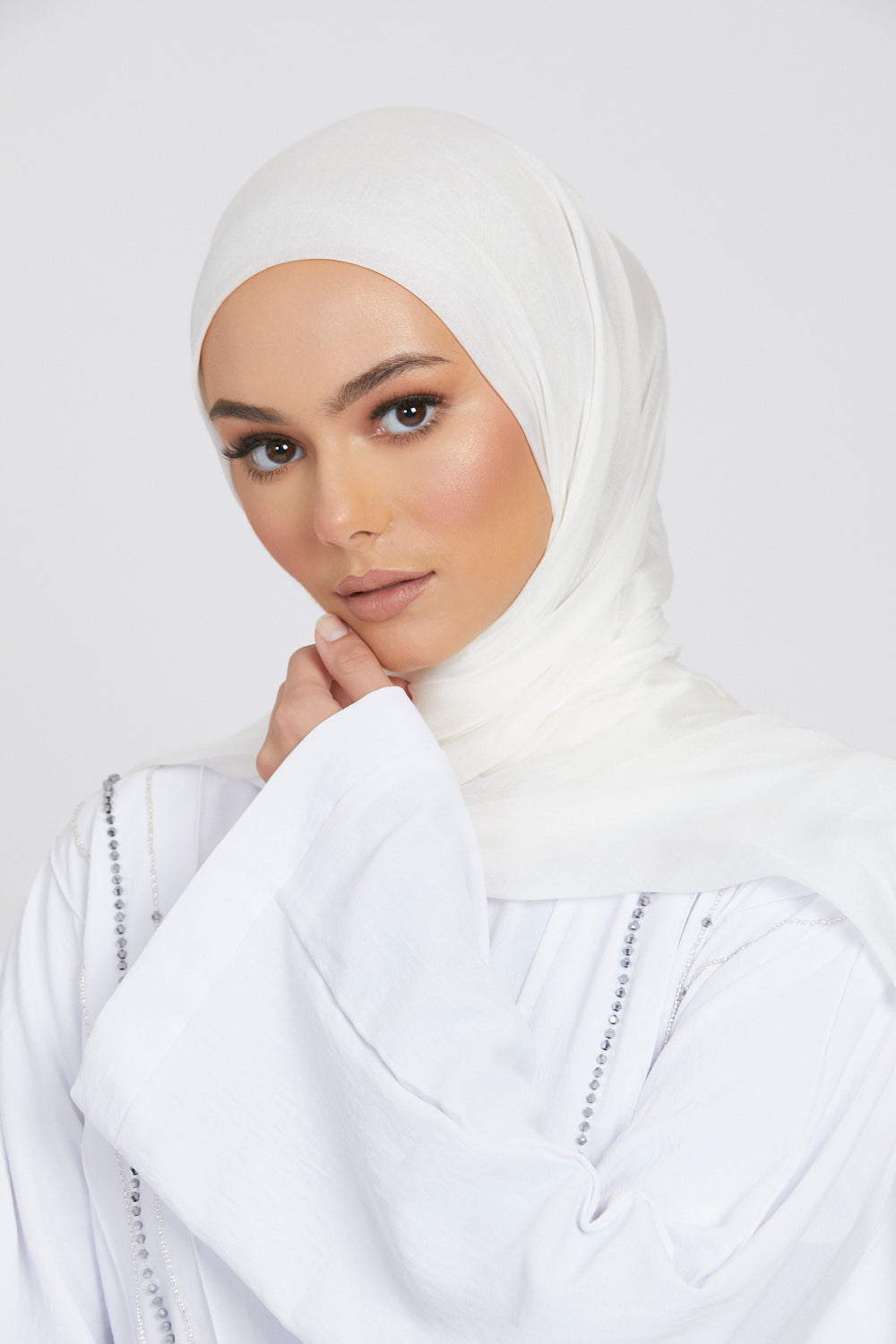 Hijab Modal Mat Premium - Blanc Lumineux