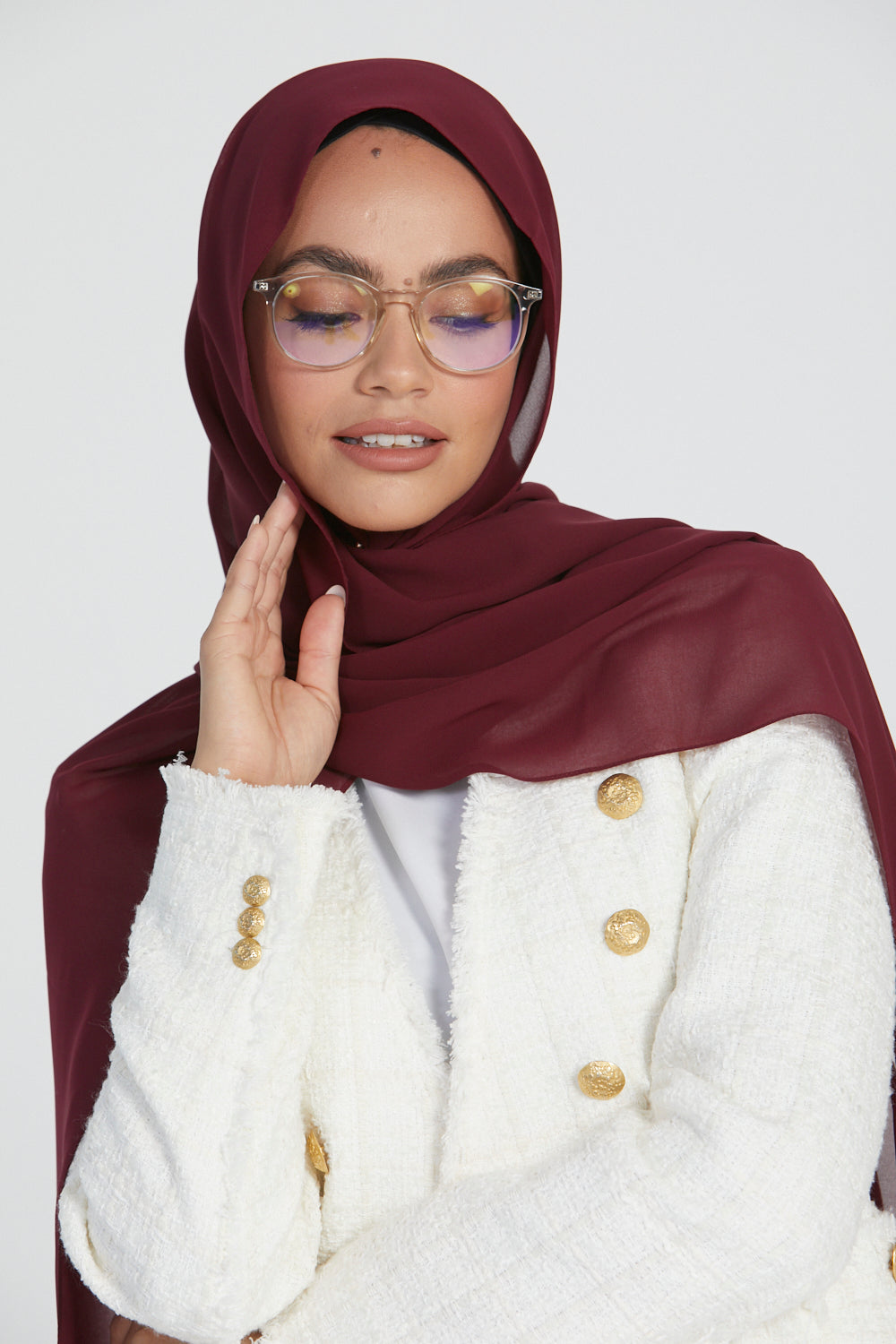 Hijab Georgette Luxe Doux - Bordeaux Profond