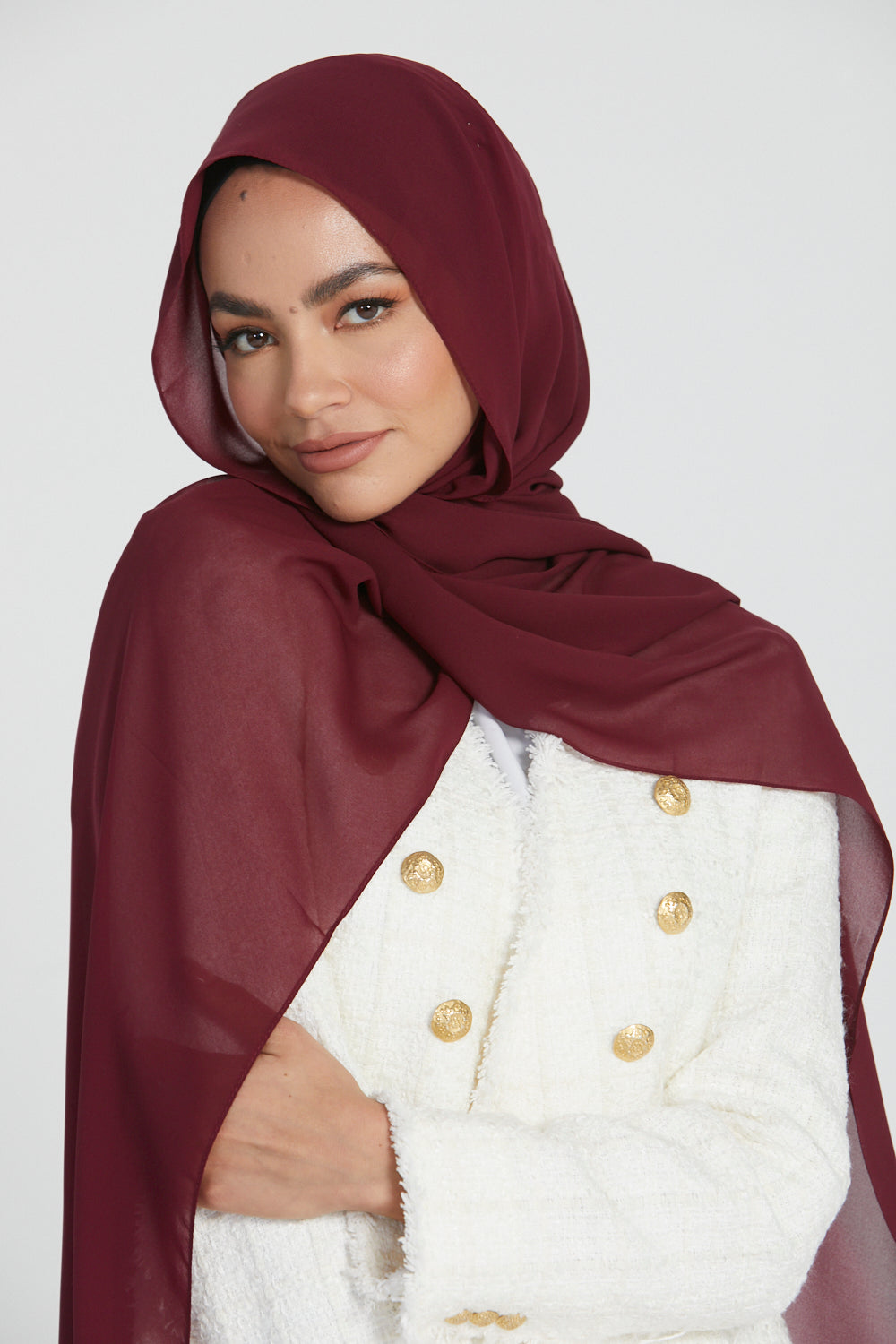 Hijab Georgette Luxe Doux - Bordeaux Profond