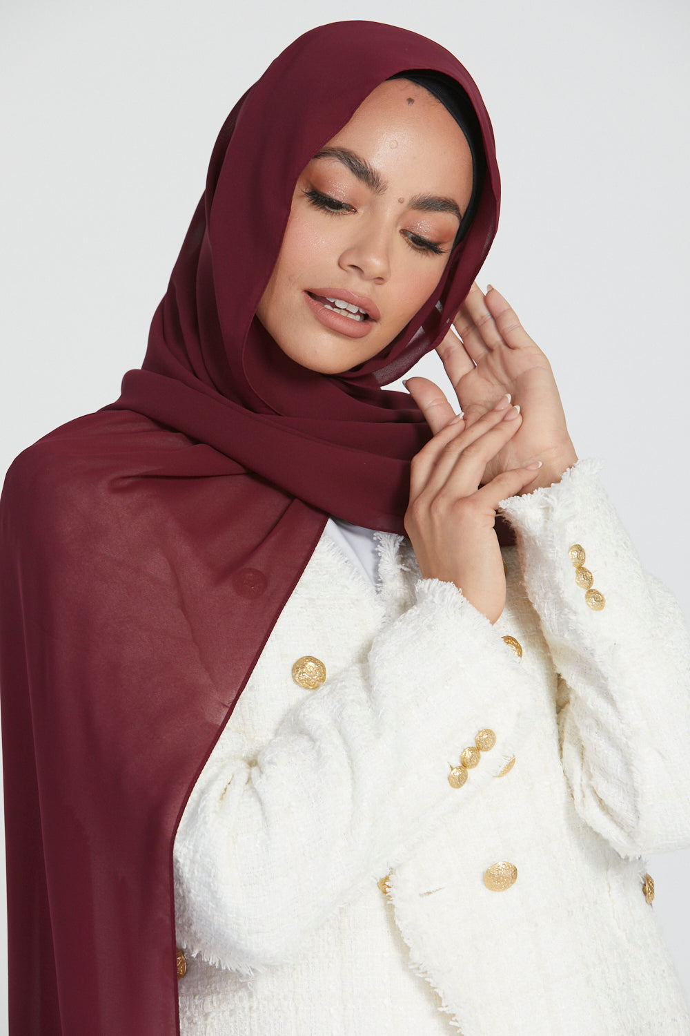 Hijab Georgette Luxe Doux - Bordeaux Profond