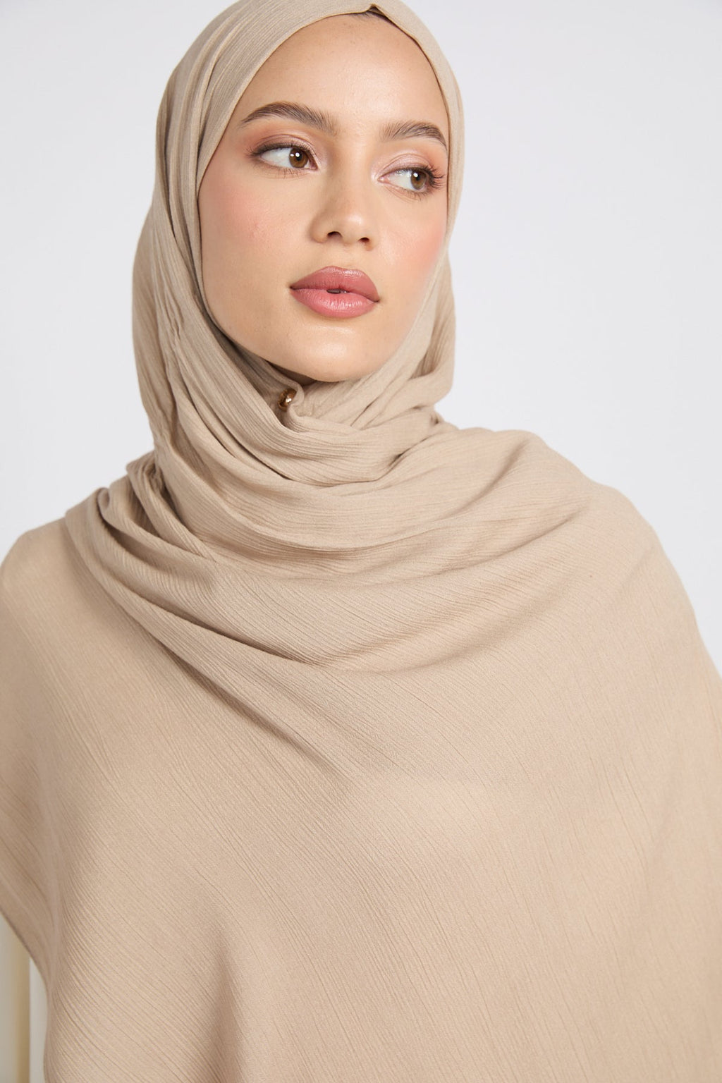 Hijab Modal Froissé Premium - Sable Doux