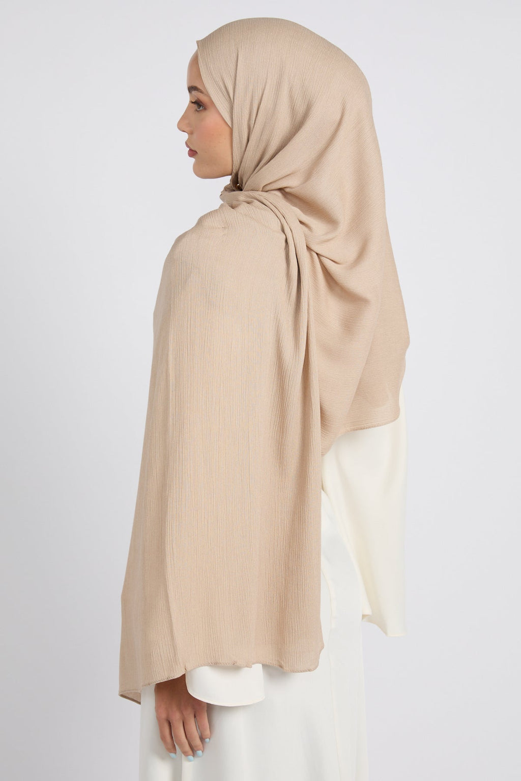 Hijab Modal Froissé Premium - Sable Doux