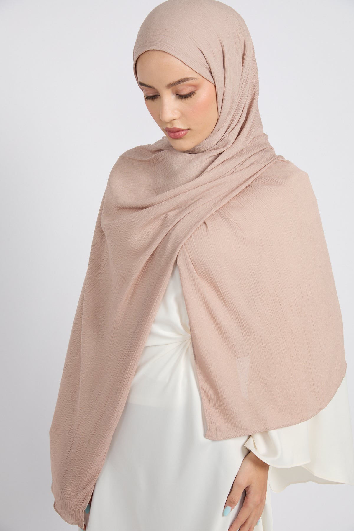 Hijab Modal Froissé Premium - Rose Vison
