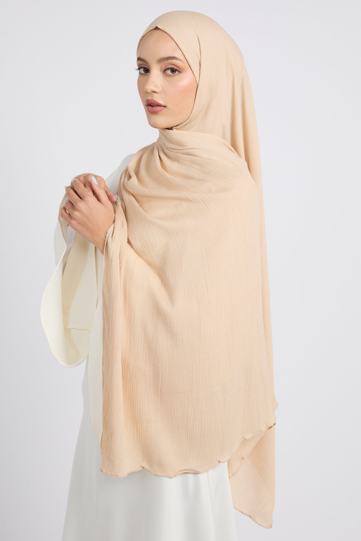 Hijab Modal Froissé Premium - Naturel