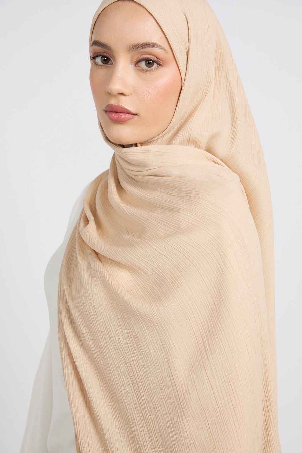 Hijab Modal Froissé Premium - Naturel