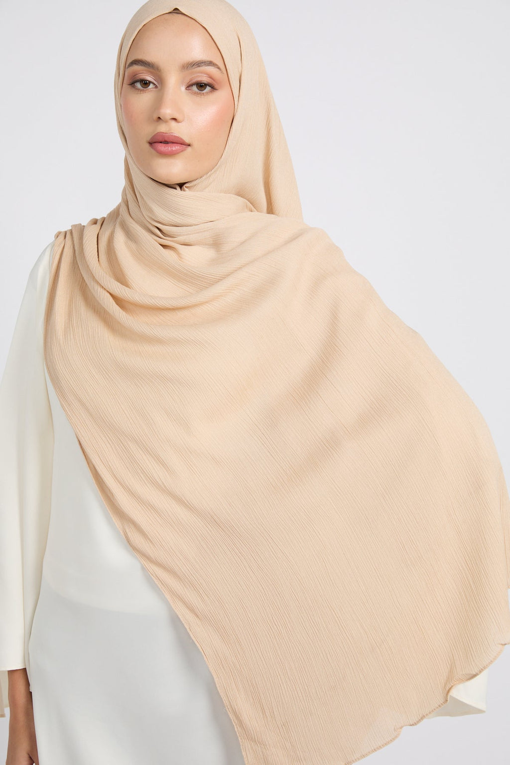 Hijab Modal Froissé Premium - Naturel
