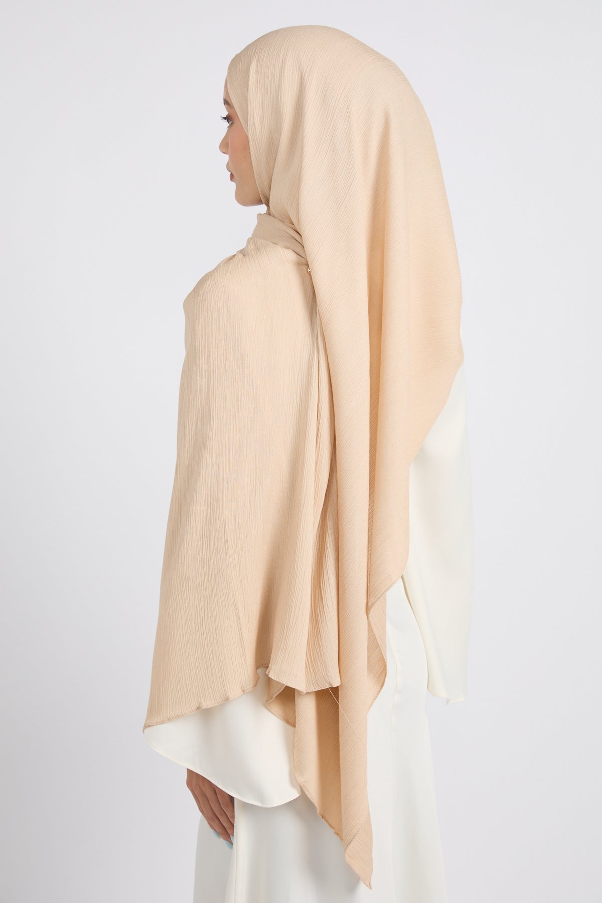 Hijab Modal Froissé Premium - Naturel