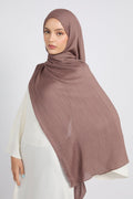 Hijab Modal Froissé Premium - Rose Cacao