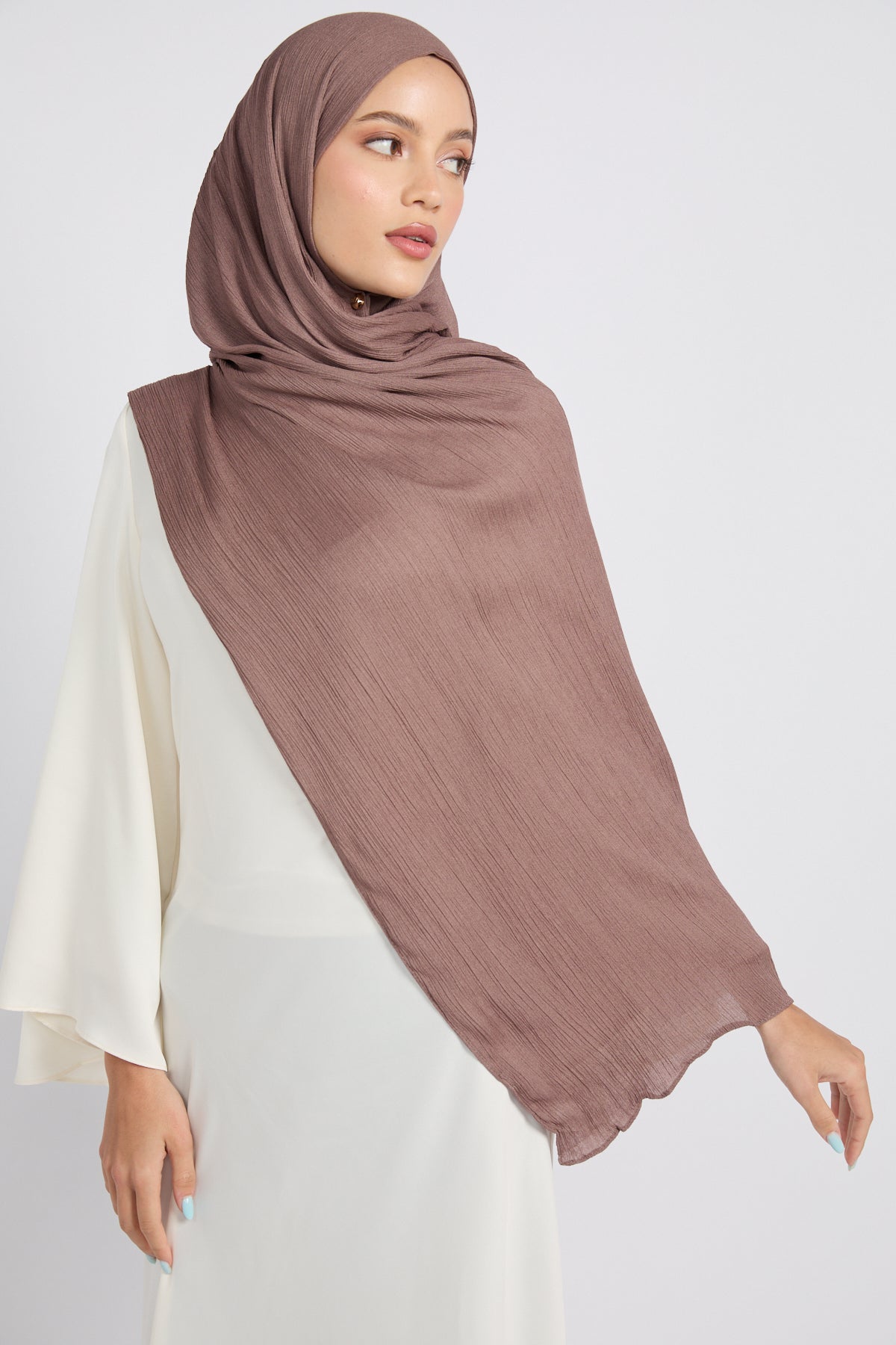 Hijab Modal Froissé Premium - Rose Cacao