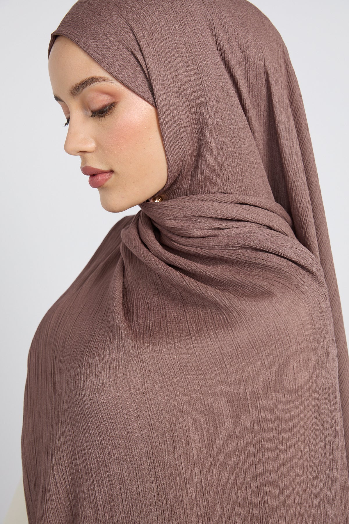 Hijab Modal Froissé Premium - Rose Cacao