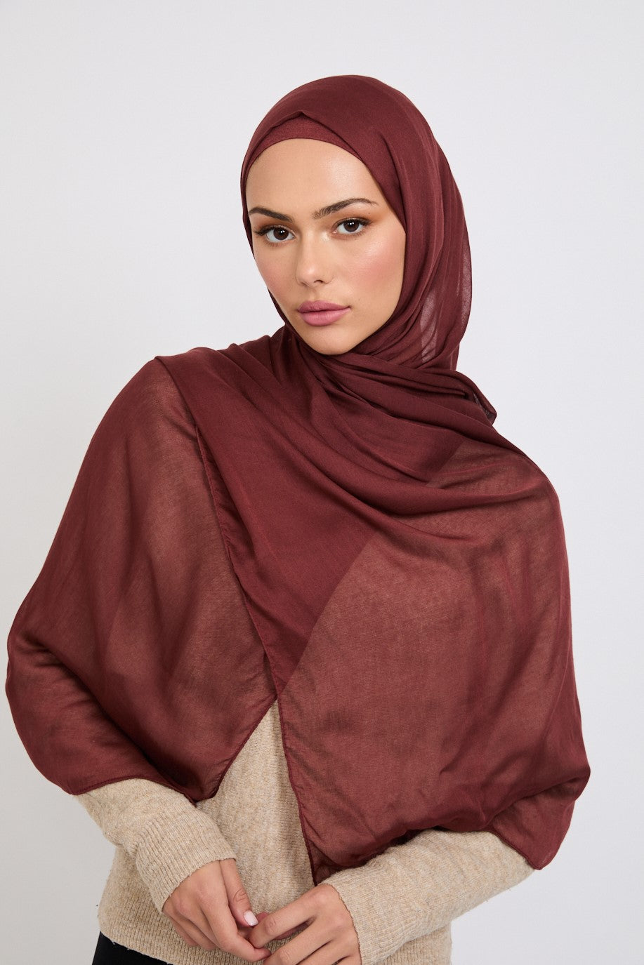 Hijab Modal Mat Premium - Acajou Profond