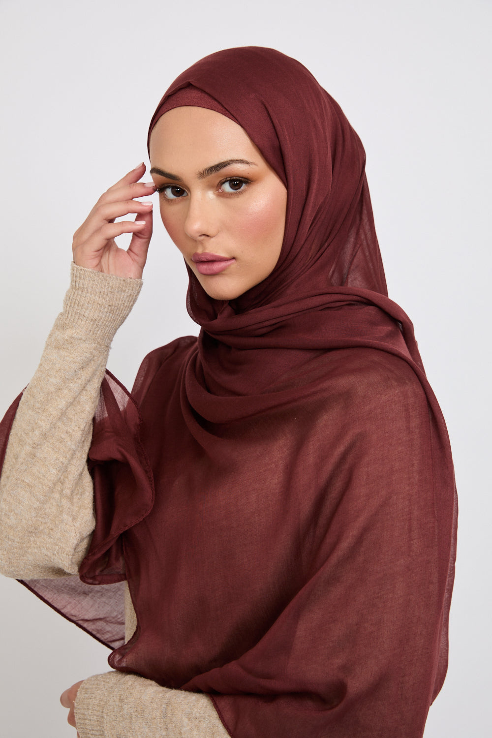 Hijab Modal Mat Premium - Acajou Profond