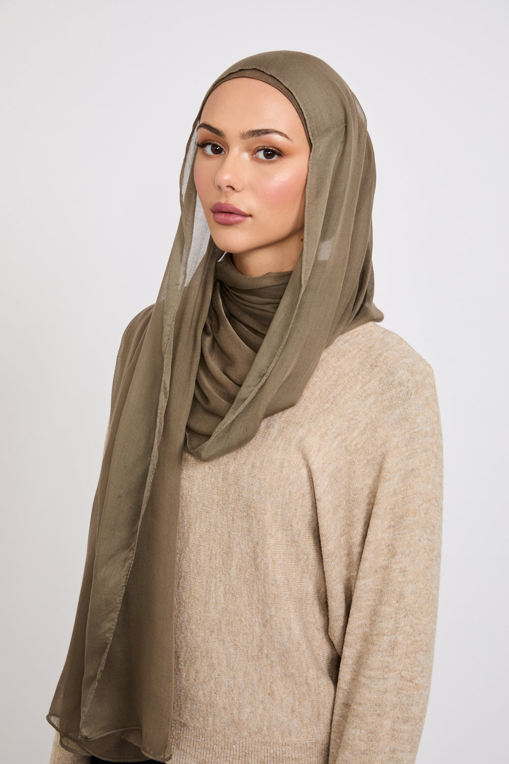 Hijab Modal Mat Premium - Olive Nuit
