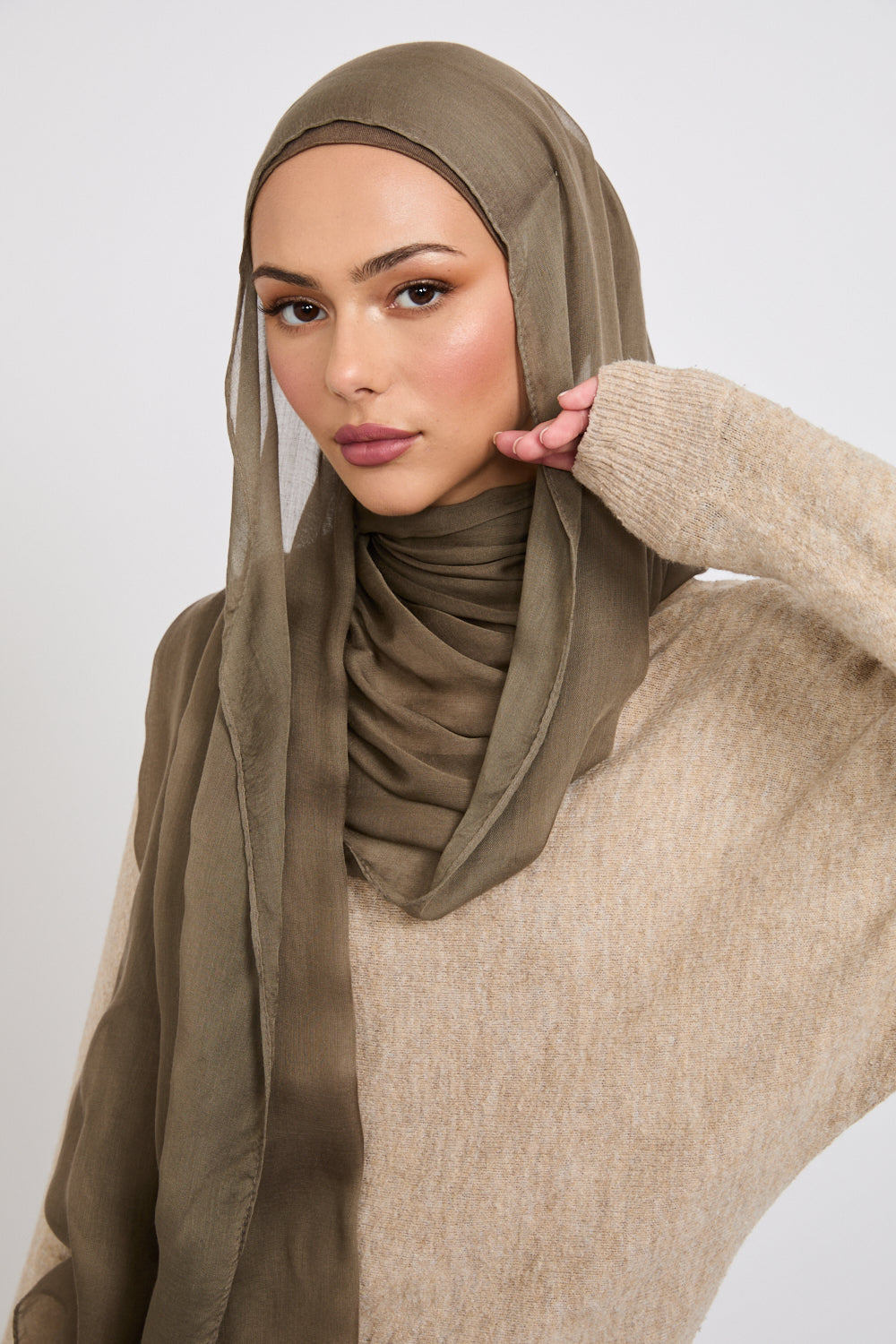 Hijab Modal Mat Premium - Olive Nuit