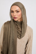 Hijab Modal Mat Premium - Olive Nuit
